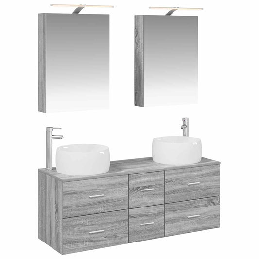 vidaXL Bathroom Furniture Set 5 pcs Grey Sonoma