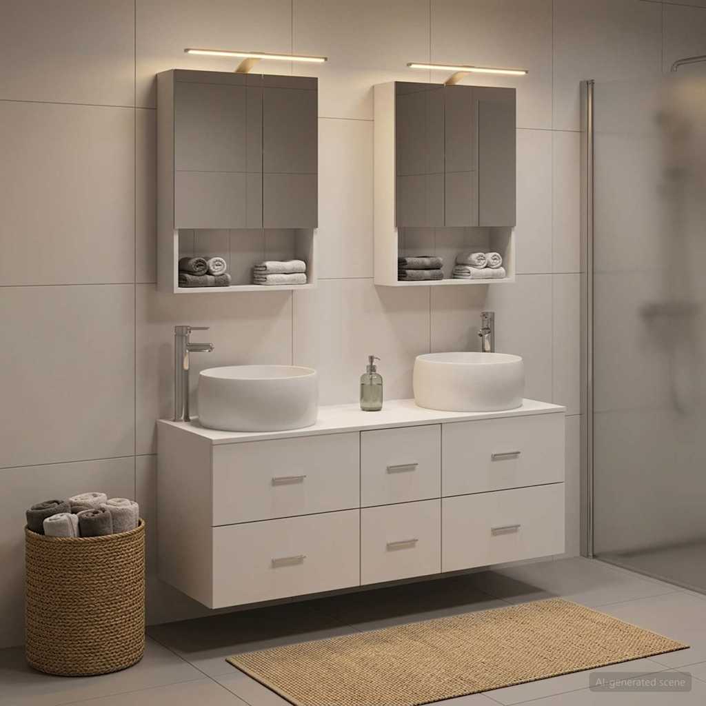 vidaXL Bathroom Furniture Set 5 pcs White Engineered Wood and Glass