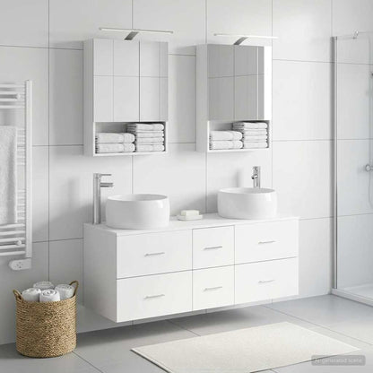 vidaXL Bathroom Furniture Set 5 pcs White Engineered Wood and Glass