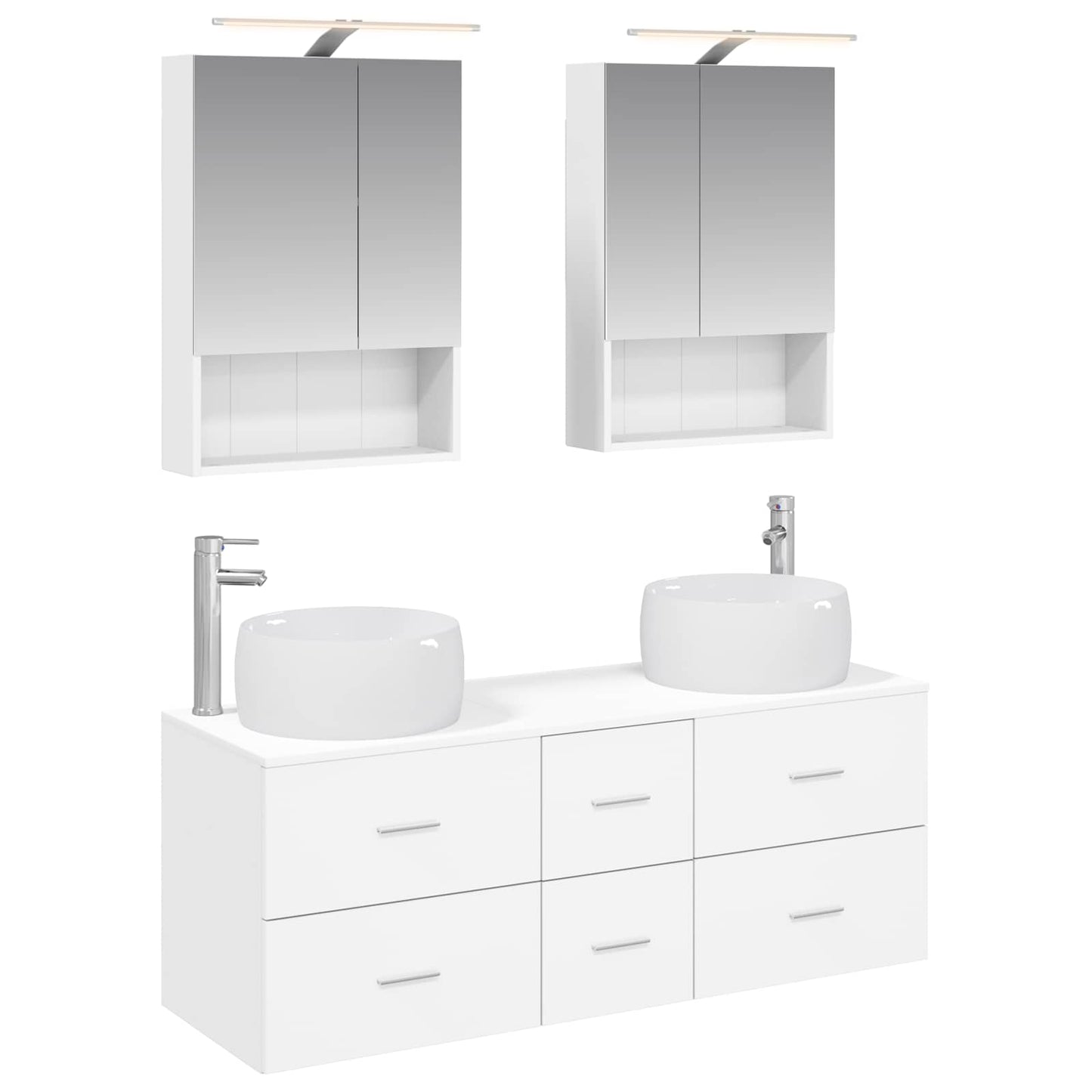 vidaXL Bathroom Furniture Set 5 pcs White Engineered Wood and Glass