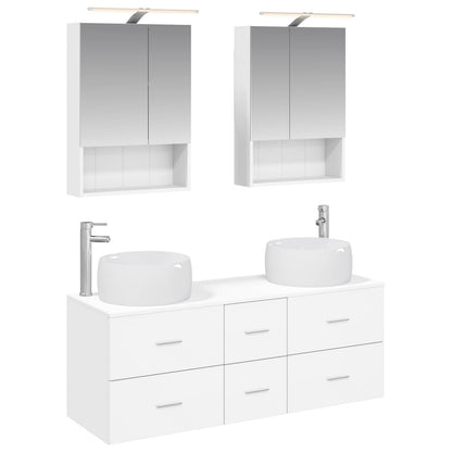 vidaXL Bathroom Furniture Set 5 pcs White Engineered Wood and Glass