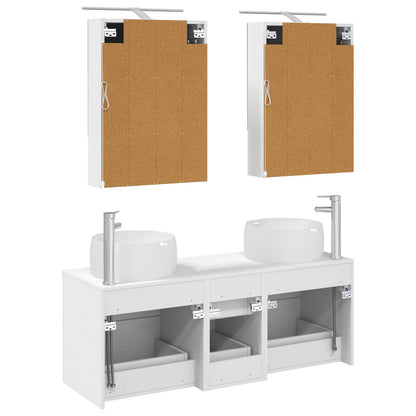 vidaXL Bathroom Furniture Set 5 pcs White Engineered Wood and Glass