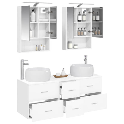 vidaXL Bathroom Furniture Set 5 pcs White Engineered Wood and Glass