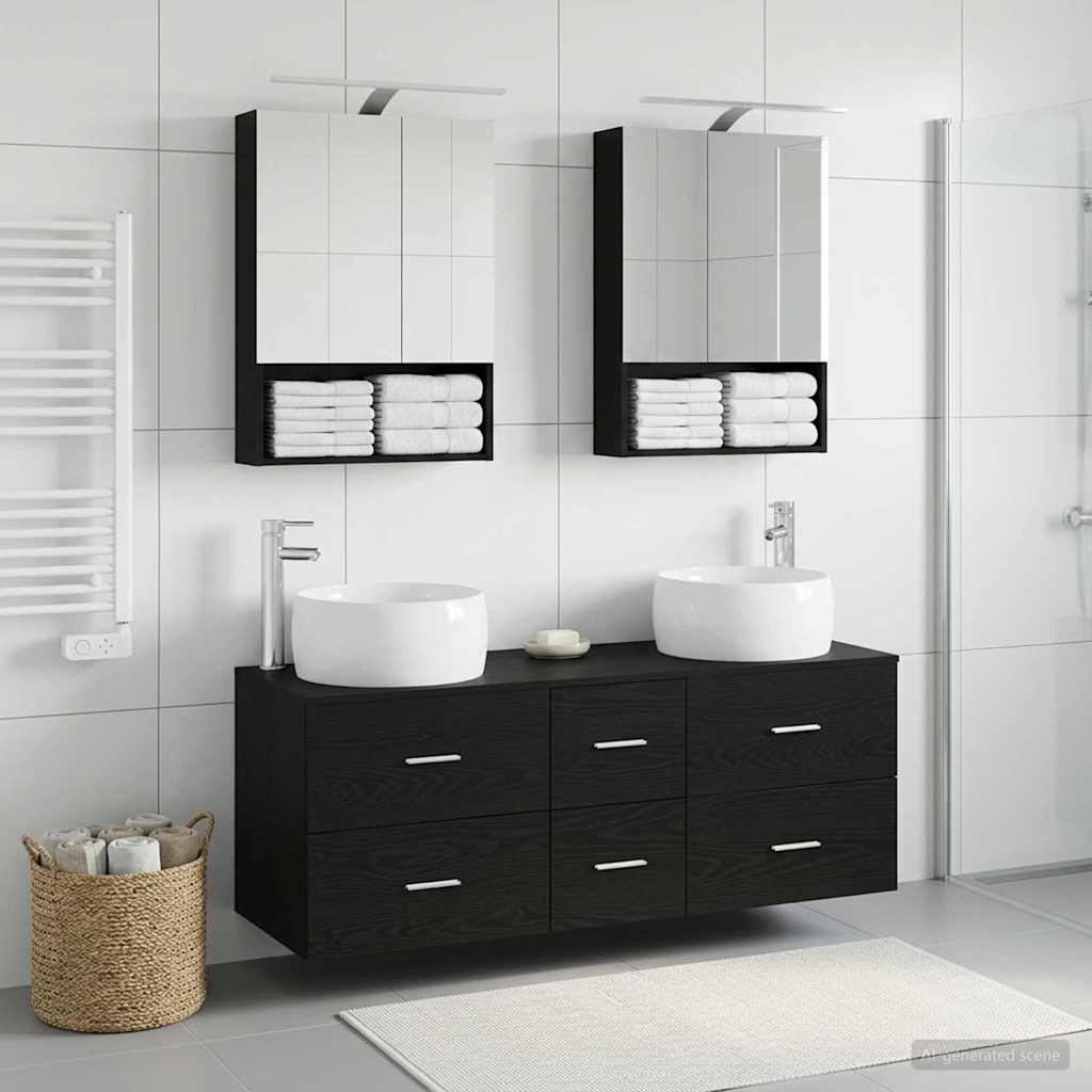 vidaXL Bathroom Furniture Set 5 pcs Black Oak