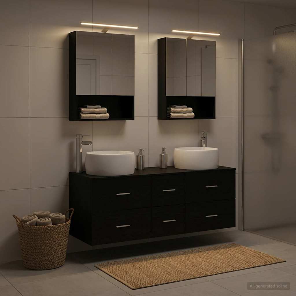 vidaXL Bathroom Furniture Set 5 pcs Black Oak
