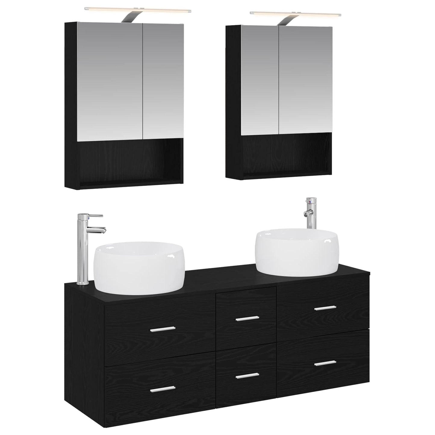 vidaXL Bathroom Furniture Set 5 pcs Black Oak