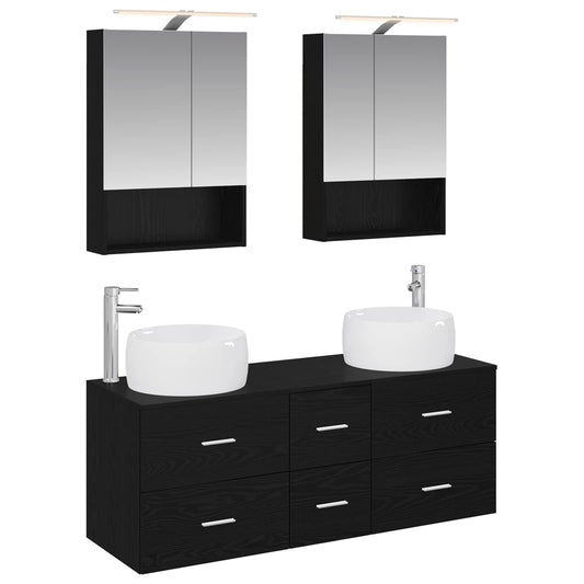 vidaXL Bathroom Furniture Set 5 pcs Black Oak