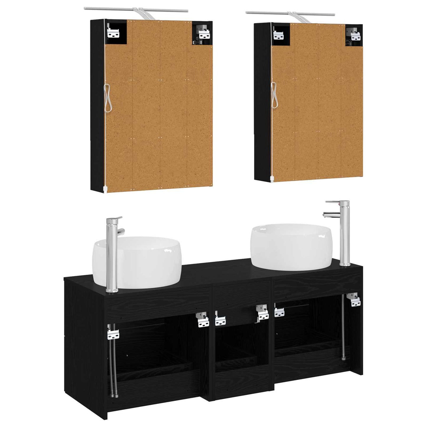 vidaXL Bathroom Furniture Set 5 pcs Black Oak
