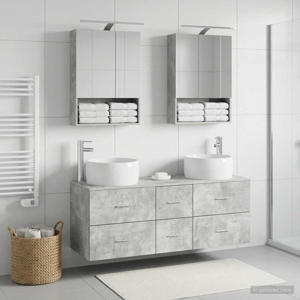 vidaXL Bathroom Furniture Set 5 pcs Concrete Grey