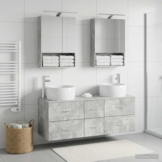 vidaXL Bathroom Furniture Set 5 pcs Concrete Grey