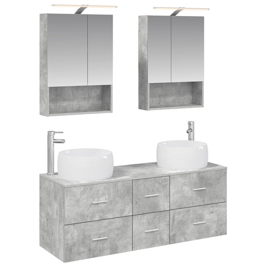 vidaXL Bathroom Furniture Set 5 pcs Concrete Grey