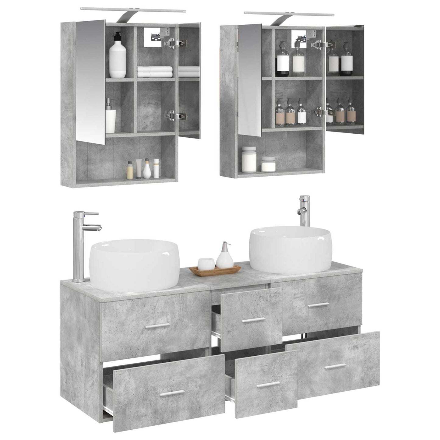 vidaXL Bathroom Furniture Set 5 pcs Concrete Grey