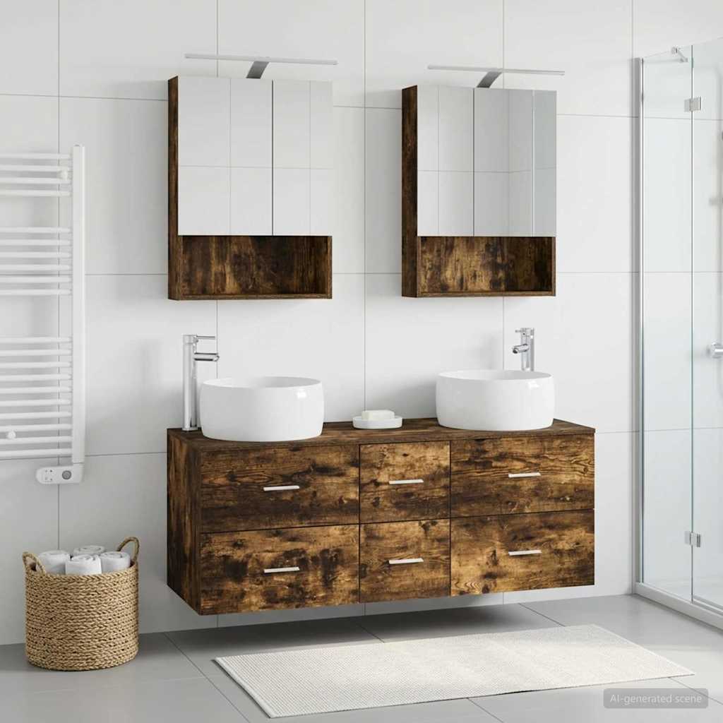 vidaXL Bathroom Furniture Set 5 pcs Smoked Oak