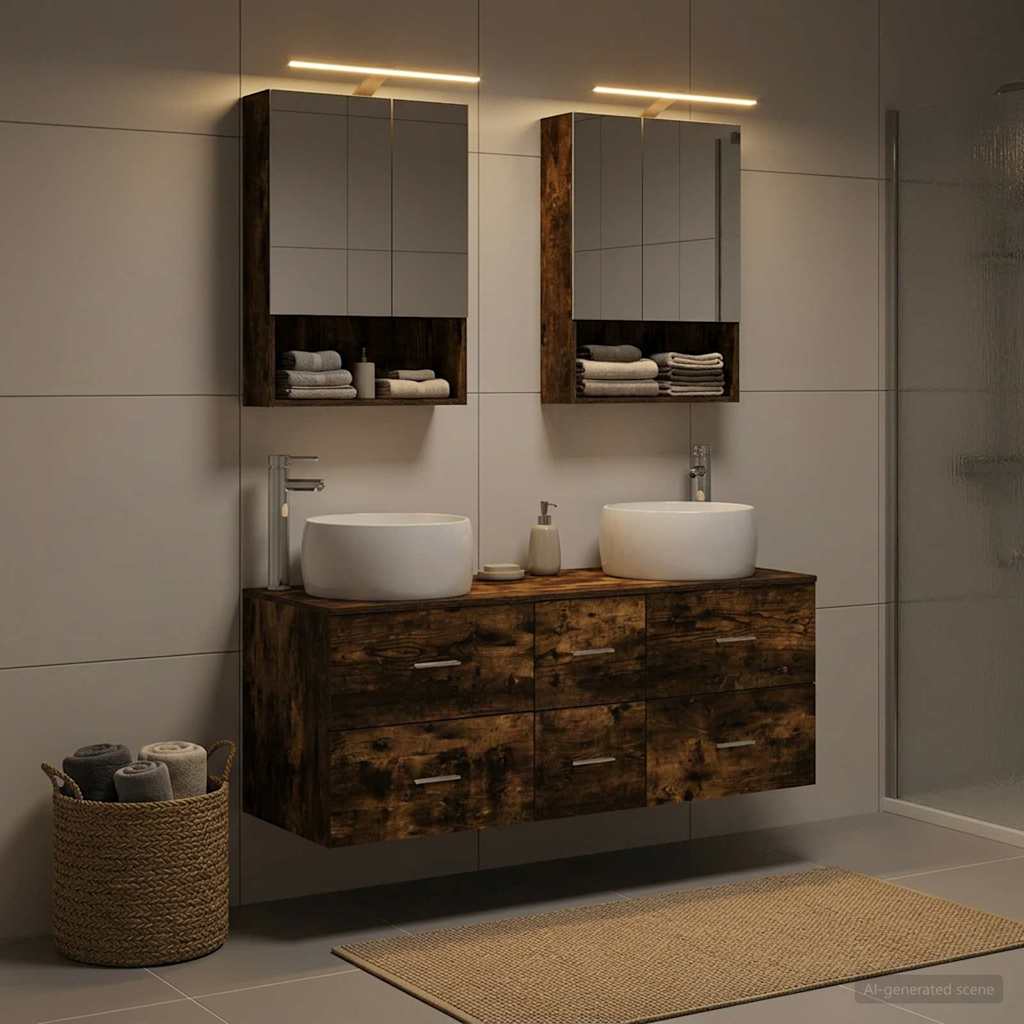 vidaXL Bathroom Furniture Set 5 pcs Smoked Oak