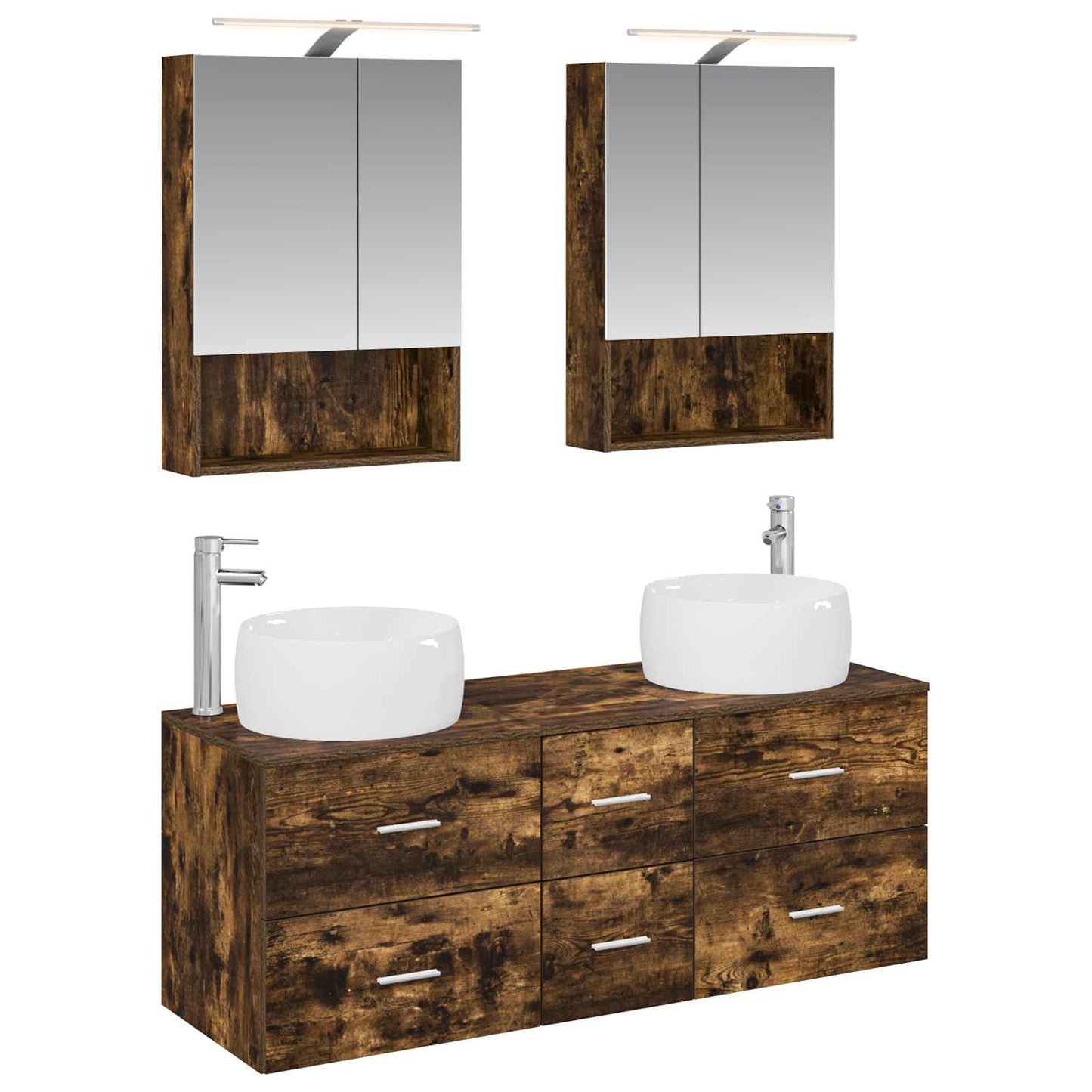 vidaXL Bathroom Furniture Set 5 pcs Smoked Oak