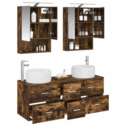 vidaXL Bathroom Furniture Set 5 pcs Smoked Oak