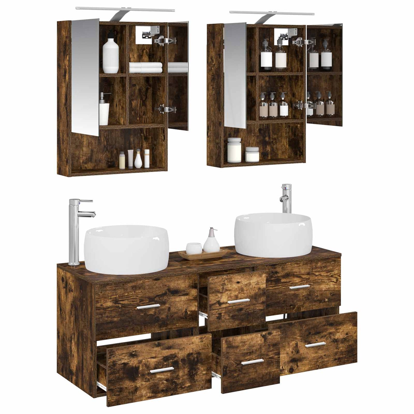 vidaXL Bathroom Furniture Set 5 pcs Smoked Oak