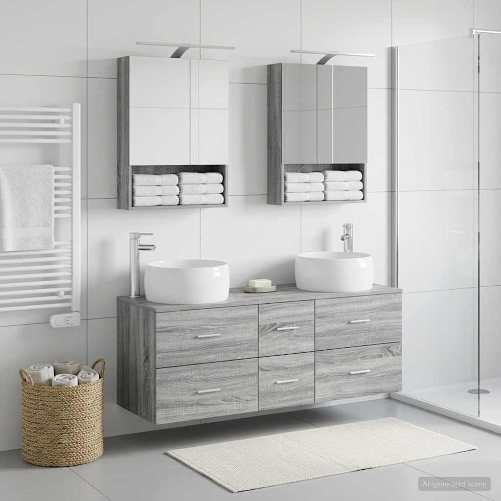vidaXL Bathroom Furniture Set 5 pcs Grey Sonoma