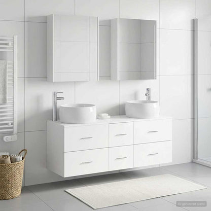 vidaXL Bathroom Furniture Set 5 pcs White Engineered Wood and Glass