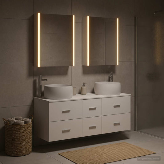 vidaXL Bathroom Furniture Set 5 pcs White Engineered Wood and Glass