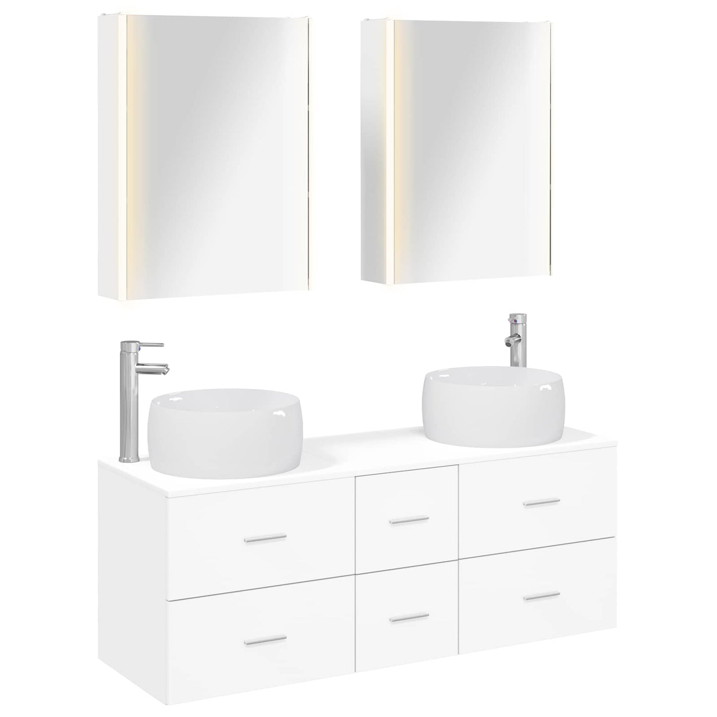 vidaXL Bathroom Furniture Set 5 pcs White Engineered Wood and Glass