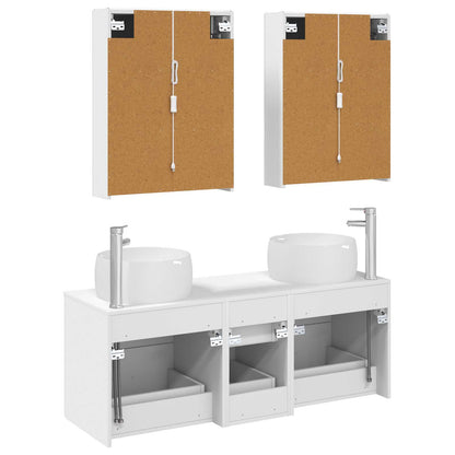 vidaXL Bathroom Furniture Set 5 pcs White Engineered Wood and Glass