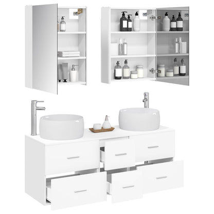 vidaXL Bathroom Furniture Set 5 pcs White Engineered Wood and Glass