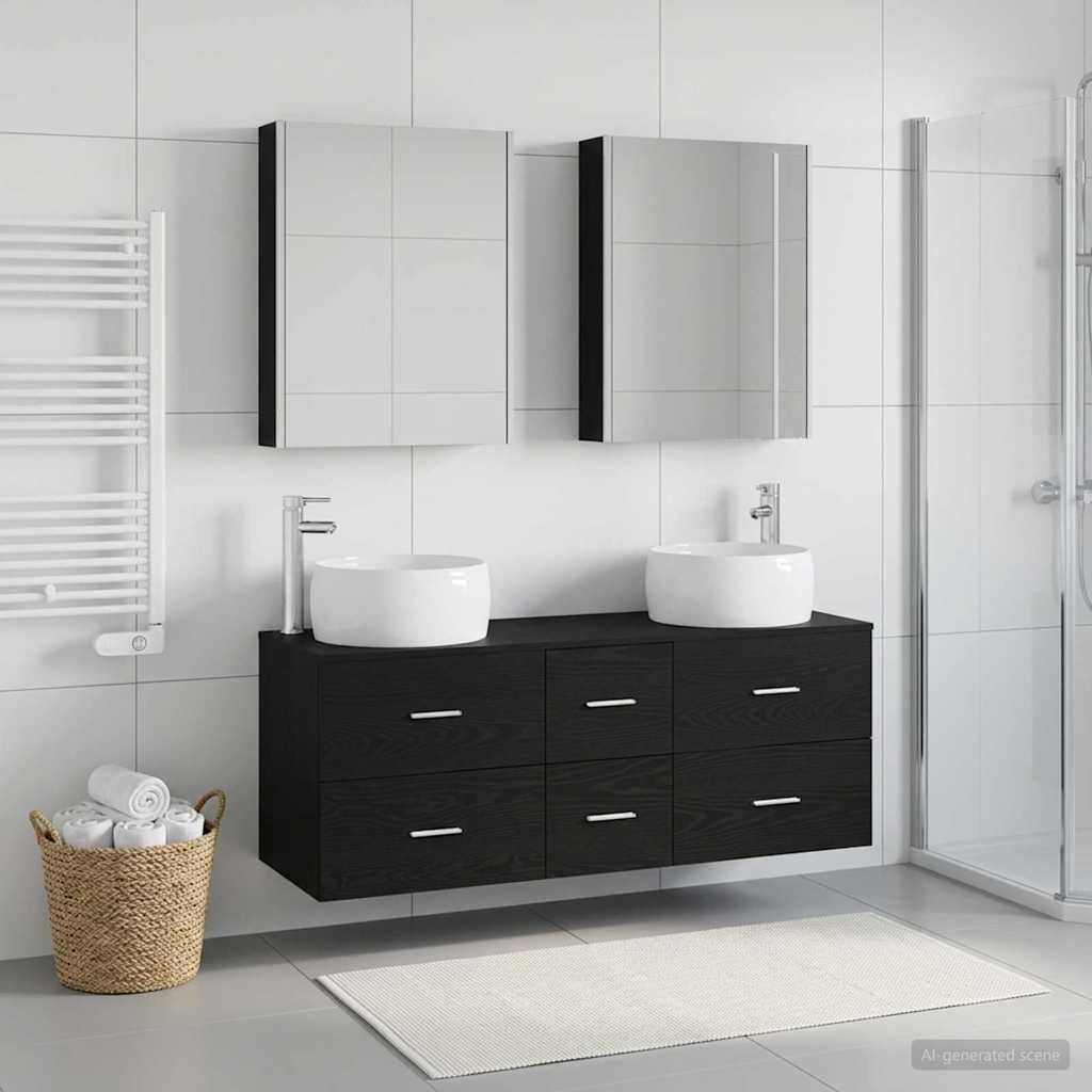 vidaXL Bathroom Furniture Set 5 pcs Black Oak