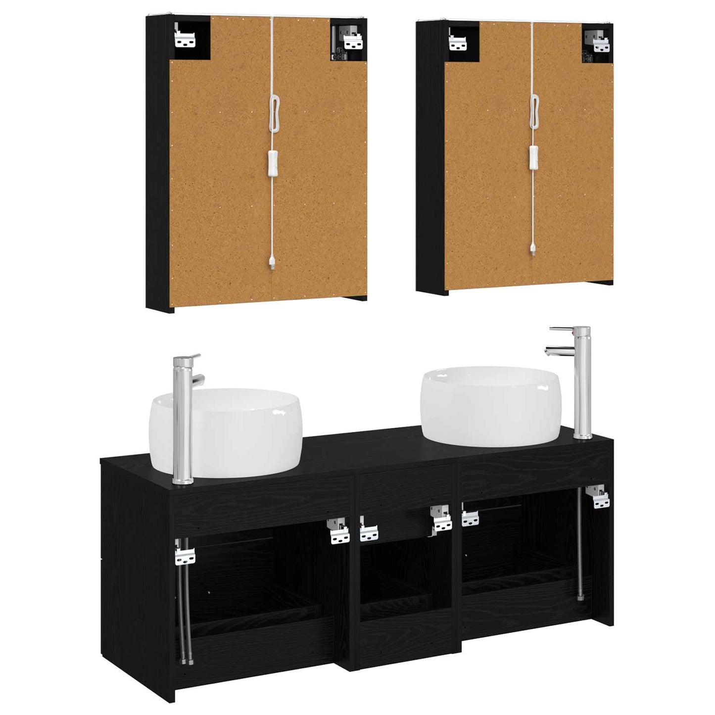 vidaXL Bathroom Furniture Set 5 pcs Black Oak