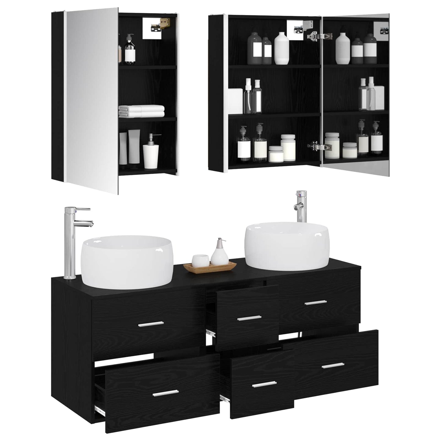 vidaXL Bathroom Furniture Set 5 pcs Black Oak