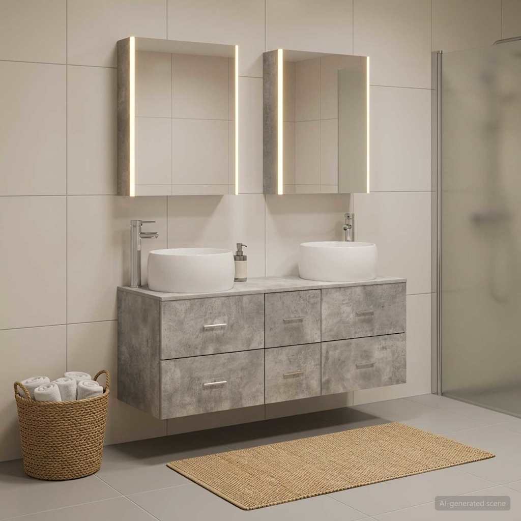 vidaXL Bathroom Furniture Set 5 pcs Concrete Grey
