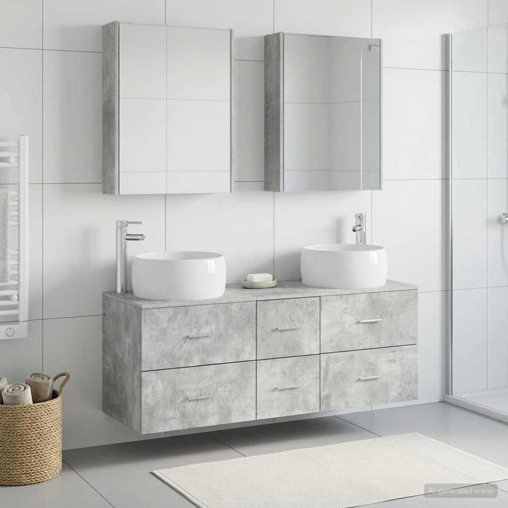 vidaXL Bathroom Furniture Set 5 pcs Concrete Grey