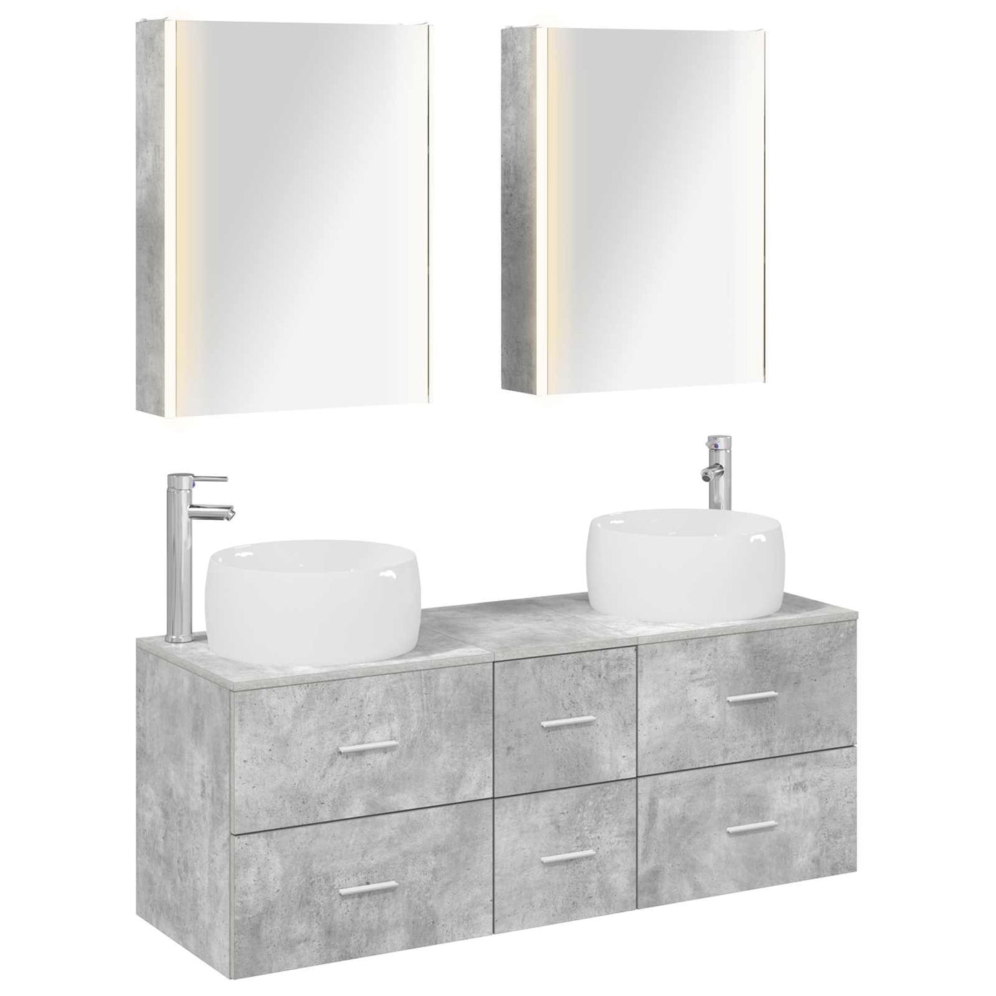 vidaXL Bathroom Furniture Set 5 pcs Concrete Grey