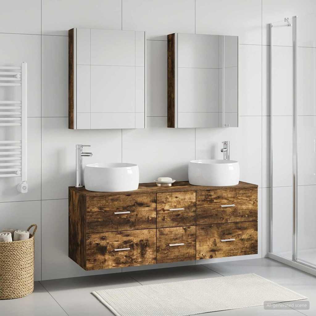 vidaXL Bathroom Furniture Set 5 pcs Smoked Oak