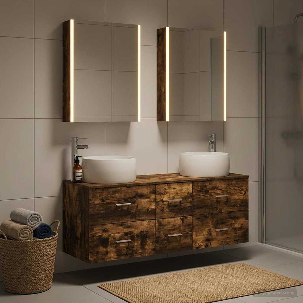 vidaXL Bathroom Furniture Set 5 pcs Smoked Oak