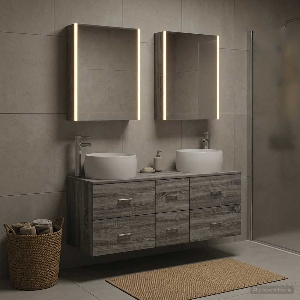 vidaXL Bathroom Furniture Set 5 pcs Grey Sonoma