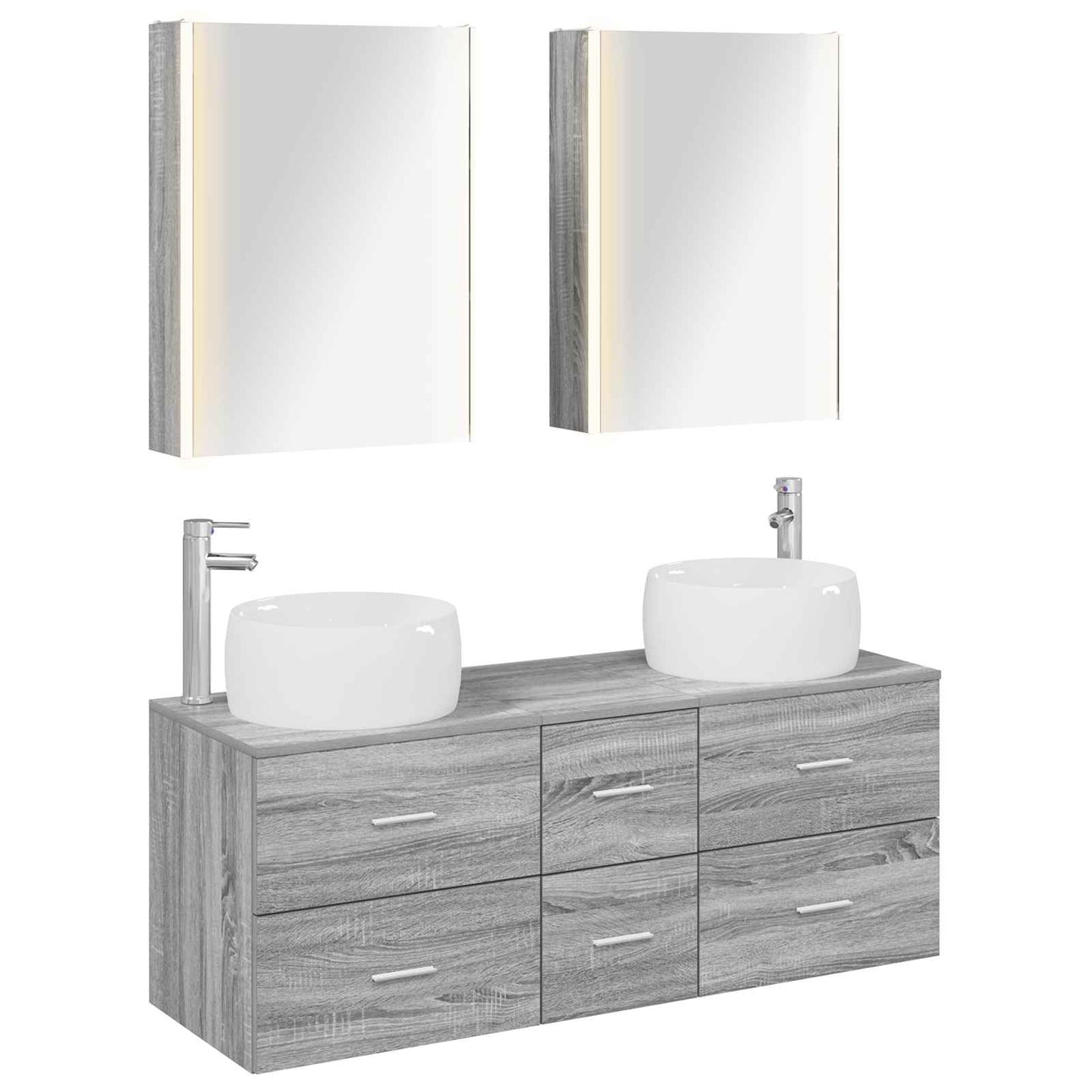 vidaXL Bathroom Furniture Set 5 pcs Grey Sonoma