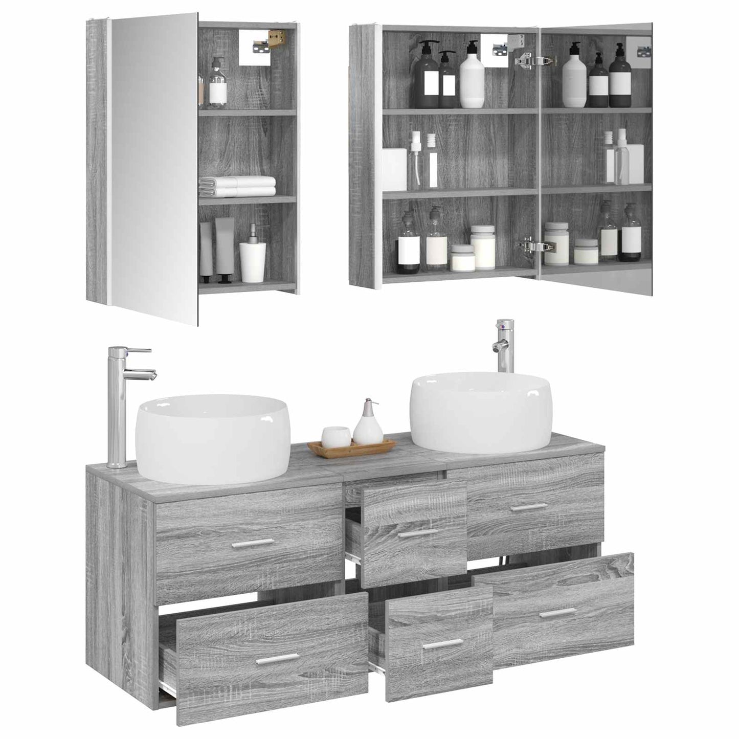 vidaXL Bathroom Furniture Set 5 pcs Grey Sonoma
