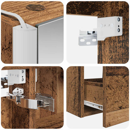 vidaXL Bathroom Furniture Set 5 pcs Old Wood Engineered Wood and Glass