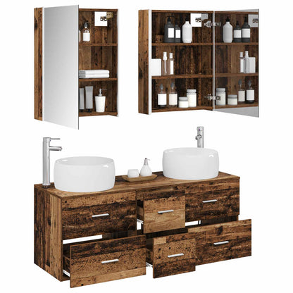 vidaXL Bathroom Furniture Set 5 pcs Old Wood Engineered Wood and Glass