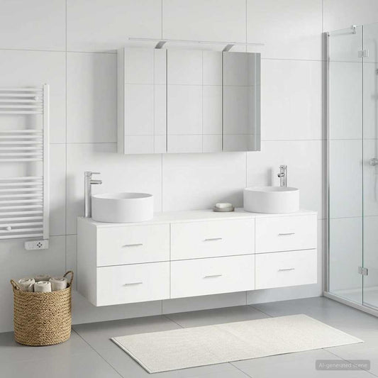 vidaXL Bathroom Furniture Set 4 pcs White Engineered Wood and Glass