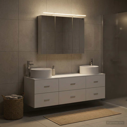 vidaXL Bathroom Furniture Set 4 pcs White Engineered Wood and Glass
