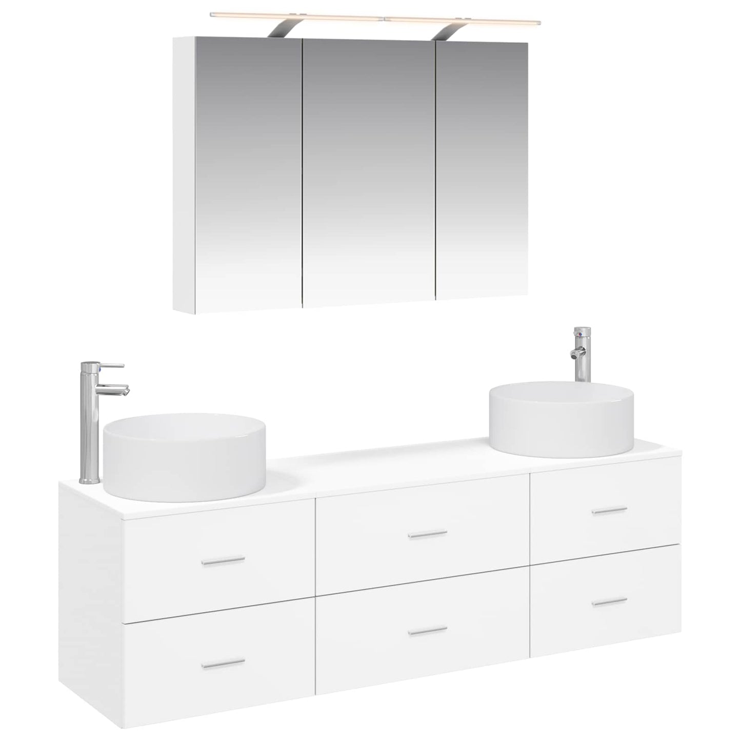vidaXL Bathroom Furniture Set 4 pcs White Engineered Wood and Glass