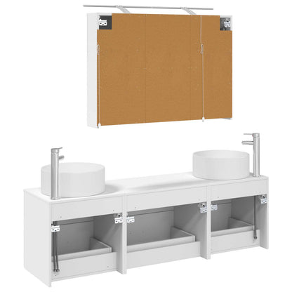 vidaXL Bathroom Furniture Set 4 pcs White Engineered Wood and Glass