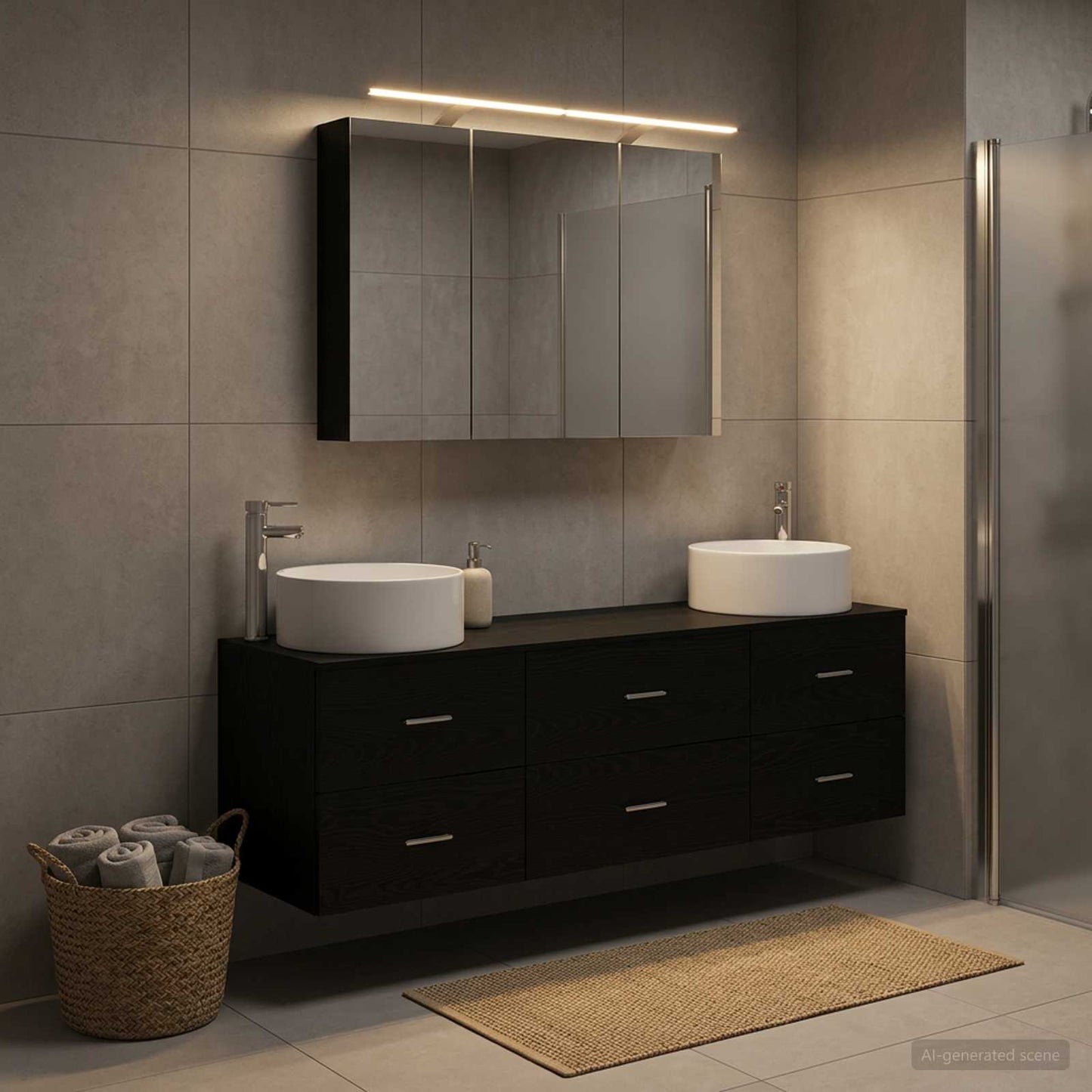 vidaXL Bathroom Furniture Set 4 pcs Black Oak