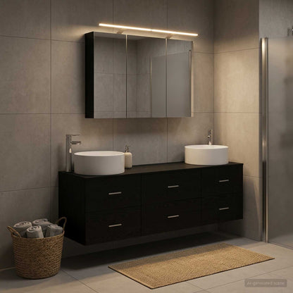 vidaXL Bathroom Furniture Set 4 pcs Black Oak