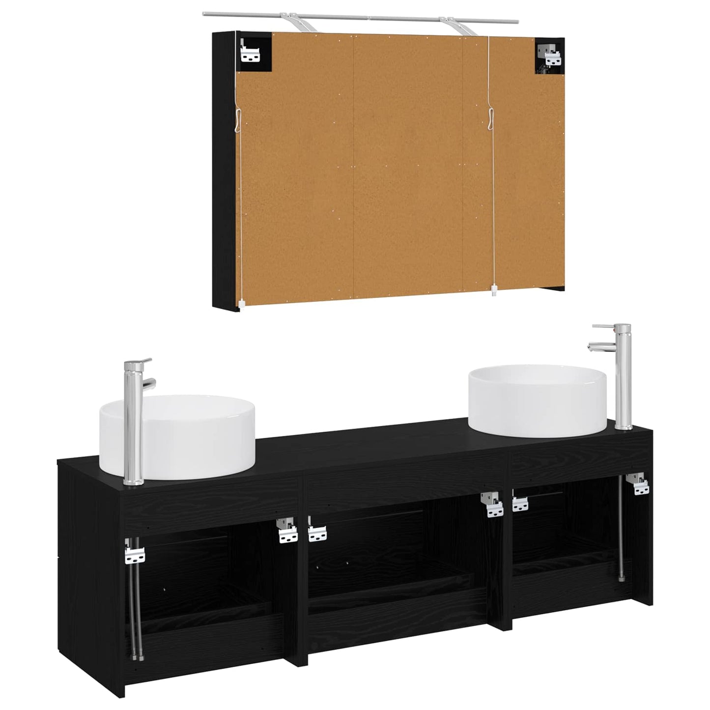 vidaXL Bathroom Furniture Set 4 pcs Black Oak