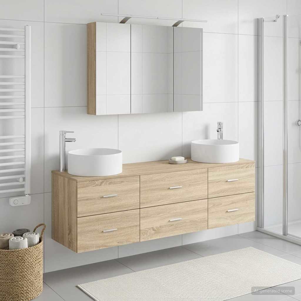 vidaXL Bathroom Furniture Set 4 pcs Sonoma Oak