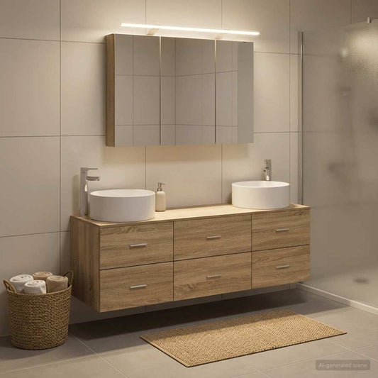 vidaXL Bathroom Furniture Set 4 pcs Sonoma Oak