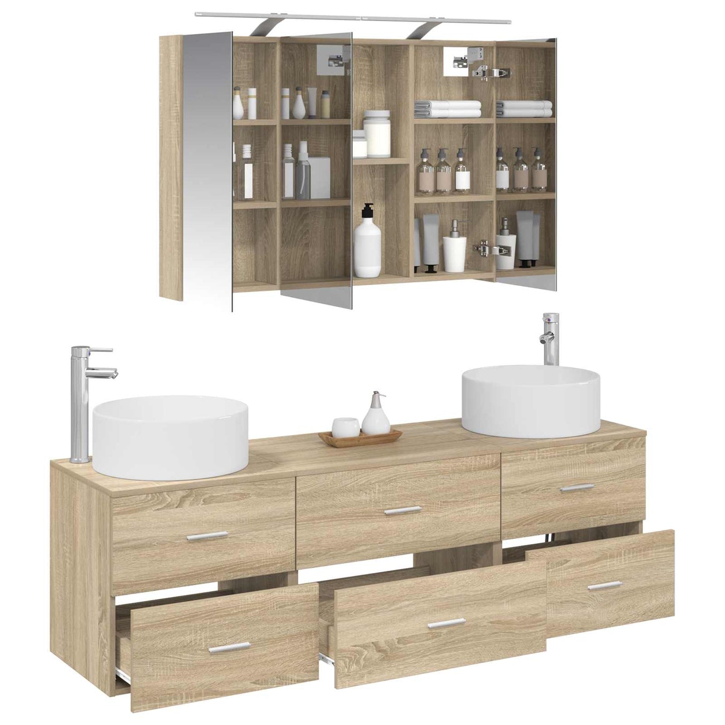vidaXL Bathroom Furniture Set 4 pcs Sonoma Oak